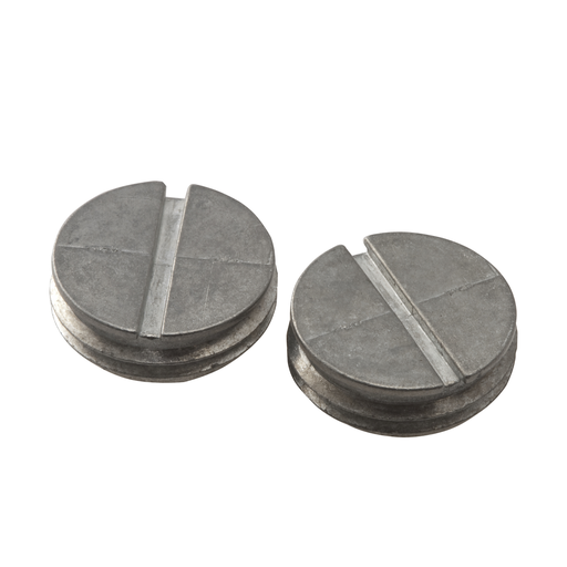 Product image for RACO 5269-9 1/2 Inch Gray Die-Cast Zinc Round Slotted Weatherproof Outlet Box Closure Plug