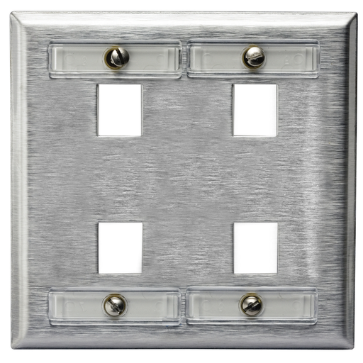 Product image for HPW SSFL24 PLATE, WALL,SS,2-G,4PORT