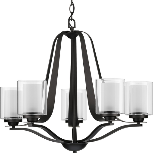 Product image for Progress P400095-143 Kene Collection Five-Light Graphite Clear Glass Craftsman Chandelier Light