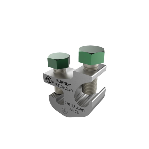 Product image for Burndy BTCGC1/0SS Aluminum ground tray clamp, accomodates ground wire size #12 to 1/0 Kcmil