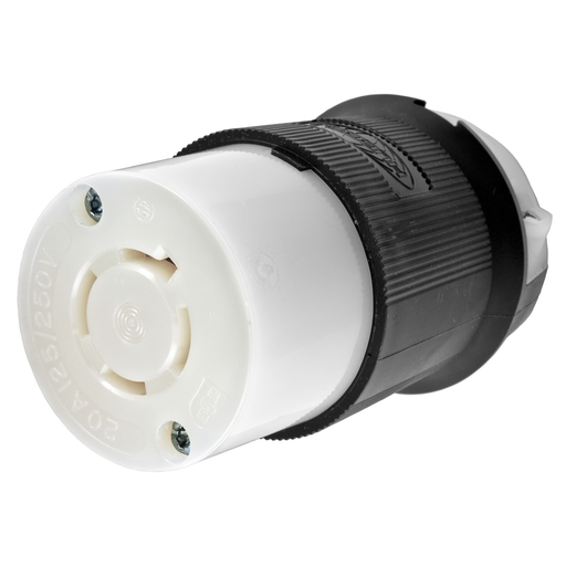 HBL2413 - Locking Devices, Twist-Lock®, Industrial, Female Connector Body, 20A 125/250V, 3-Pole 4-Wire Grounding, L14-20R, Screw Terminal, Black and White