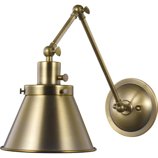 Product image for Progress P710095-163 Hinton Collection Vintage Brass Swing Arm Wall Light