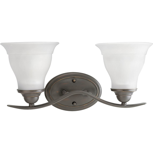 Product image for Progress P3191-20 Trinity Collection Two-Light Antique Bronze Etched Glass Traditional Bath Vanity Light