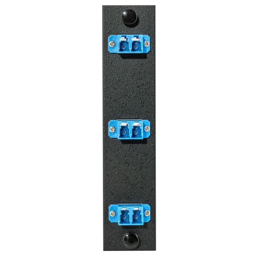 Product image for Hubbell Wiring Devices FSPLCDS3B 6-Fiber 3 LC Duplex Blue Zirconia Fiber Adapter Panel