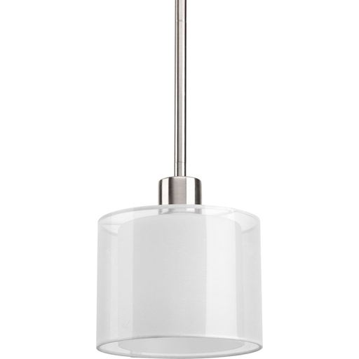 Product image for Progress P5110-09 Invite Collection One-Light Brushed Nickel White Mylar Shade New Traditional Mini-Pendant Light