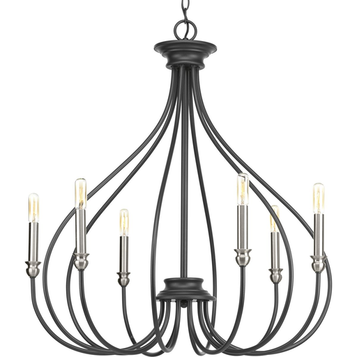 Product image for Progress P400030-143 Whisp Collection Six-Light Graphite Farmhouse Chandelier Light