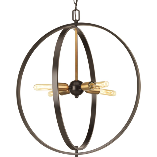 Product image for Progress P5191-20 Swing Collection Four-Light Antique Bronze Global Pendant Light