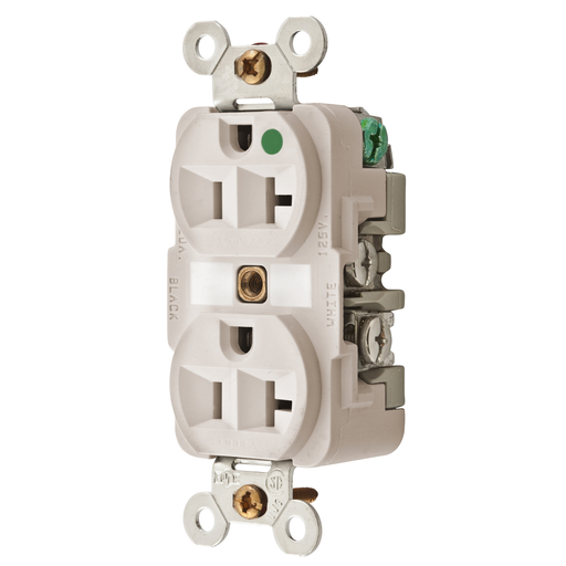 Straight Blade Devices, Receptacles, Duplex, Hospital MRI Grade, 20A 125V, 2-Pole 3-Wire Grounding, 5-20R, Light Almond