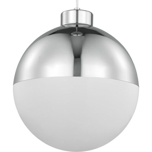 Product image for Progress P500148-015-30 Globe LED Collection One-Light Polished Chrome Opal Glass Mid-Century Modern Pendant Light