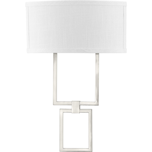 Product image for Progress P710054-009-30 LED Shaded Sconce Collection Brushed Nickel One-Light Square Wall Sconce