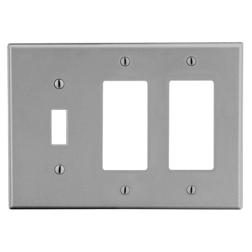Product image for HPW P1262GY WALLPLATE, 3-G, 1) TOG