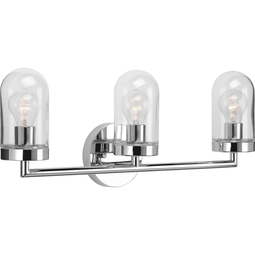 Product image for Progress P300176-015 Signal Collection Three-Light Polished Chrome Clear Glass Coastal Bath Vanity Light