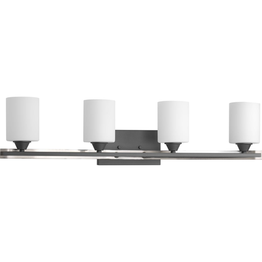 Product image for Progress P300147-143 Dart Collection Four-Light Graphite Etched Glass Modern Bath Vanity Light