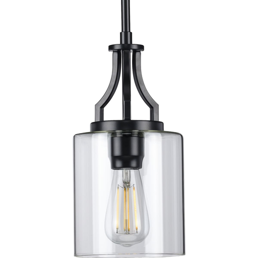 Product image for Progress P500208-031 Lassiter Collection One-Light Matte Black Clear Glass Modern Pendant Light