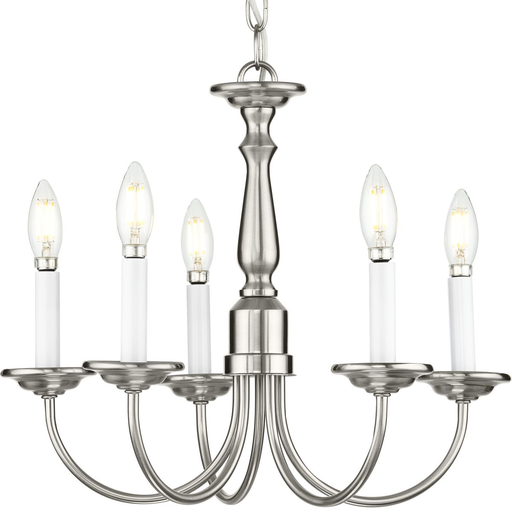 Product image for Progress P4009-09 Five-Light Brushed Nickel White Candles Traditional Chandelier Light