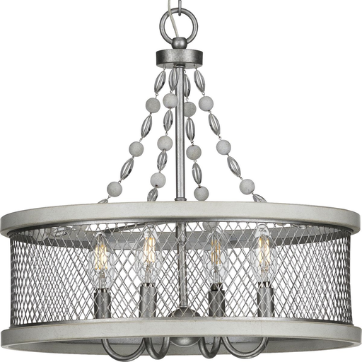 Product image for Progress P400204-141 Austelle Collection Four-Light Galvanized Finish Farmhouse Chandelier Light