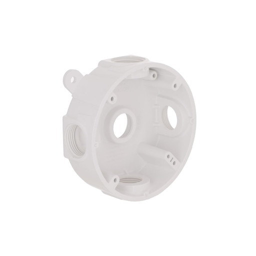 Product image for Bell PRB57550WH Round Weatherproof Box, Five 1/2 or 3/4 in. Threaded Outlets, White