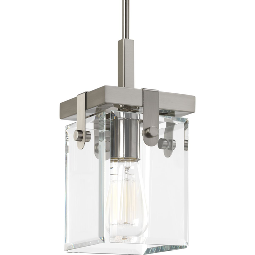 Product image for Progress P500073-009 Glayse Collection One-Light Brushed Nickel Clear Glass Luxe Pendant Light