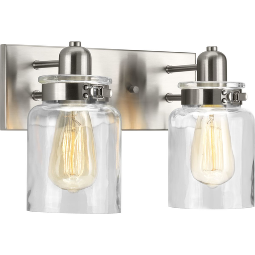 Product image for Progress P300046-009 Calhoun Collection Two-Light Brushed Nickel Clear Glass Farmhouse Bath Vanity Light