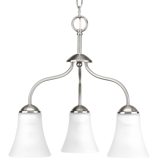 Product image for Progress P4762-09 Classic Collection Three-Light Brushed Nickel Etched Glass Traditional Chandelier Light