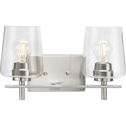 Product image for Progress P300361-009 Calais Collection Two-Light New Traditional Brushed Nickel Clear Glass Bath Vanity Light