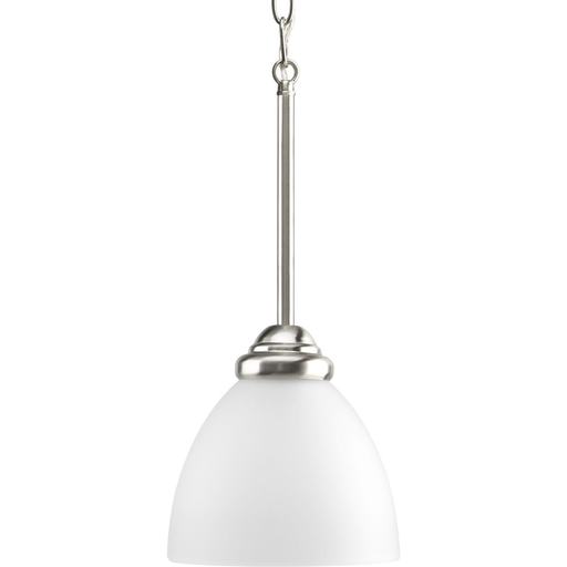 Product image for Progress P5131-09 Heart Collection One-Light Brushed Nickel Etched Glass Traditional Mini-Pendant Light