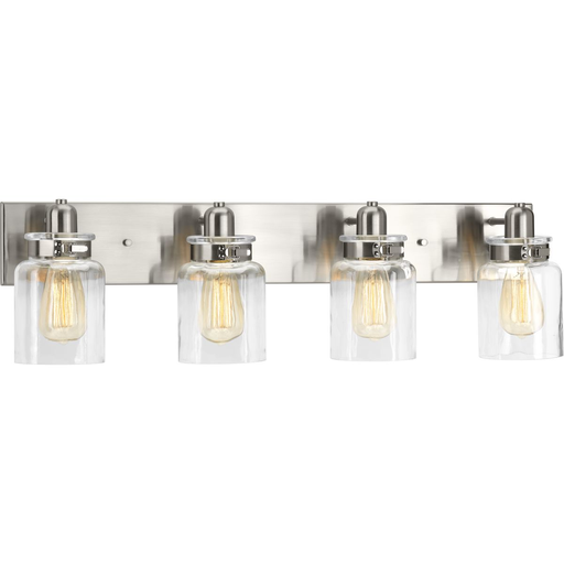 Product image for Progress P300048-009 Calhoun Collection Four-Light Brushed Nickel Clear Glass Farmhouse Bath Vanity Light