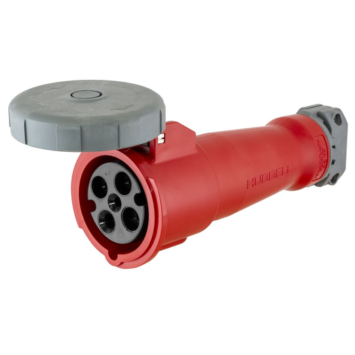 HBL430C7W - Heavy Duty Products, IEC Pin and Sleeve Devices, Industrial Grade, Female, Connector Body, 30A 3-Phase Delta 480V AC, 3-Pole 4-Wire Grounding, Terminal Screws, Red, Watertight