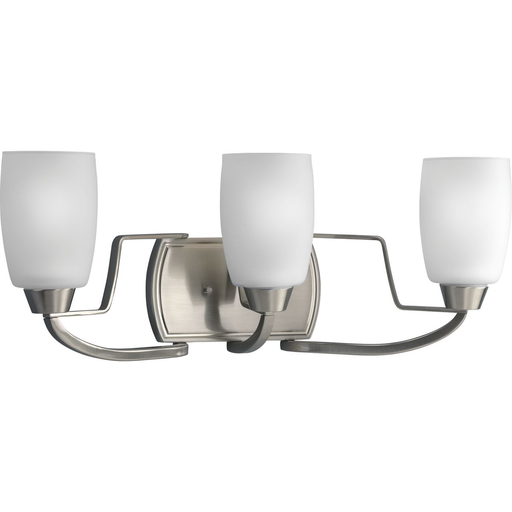 Product image for Progress P2796-09 Wisten Collection Three-Light Brushed Nickel Etched Glass Modern Bath Vanity Light