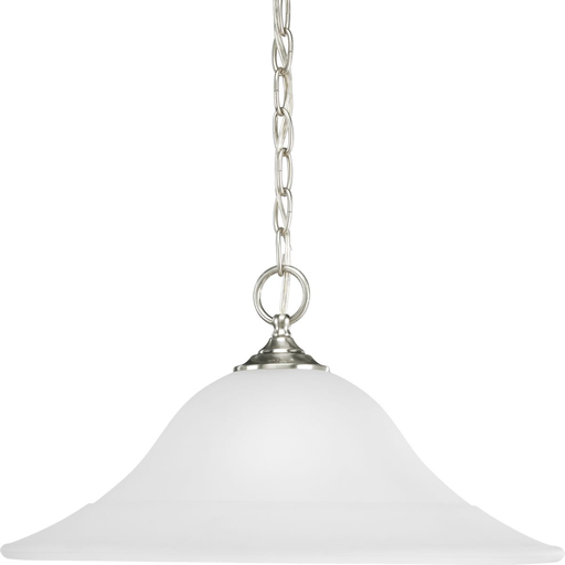 Product image for Progress P5095-09 Trinity Collection One-Light Brushed Nickel Etched Glass Traditional Pendant Light