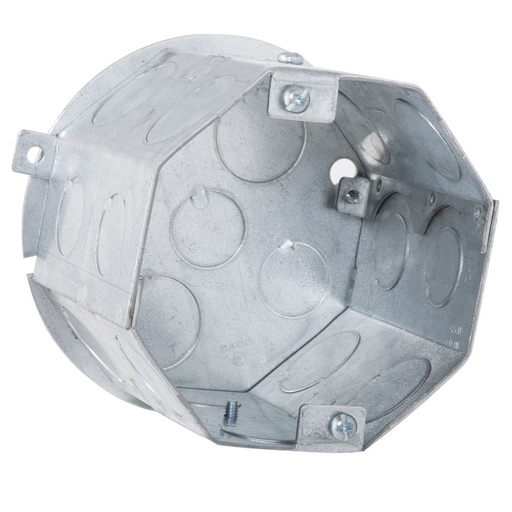 Product image for RACO 280 3-1/2 Inch 43 In. Pre-Galvanized Steel Octagon Hung Ceiling Box