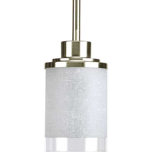 Product image for Progress P5147-09 Alexa Collection One-Light Brushed Nickel Etched Linen With Clear Edge Glass Modern Mini-Pendant Light