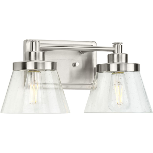 Product image for Progress P300349-009 Hinton Collection Two-Light Brushed Nickel Clear Seeded Glass Farmhouse Bath Vanity Light