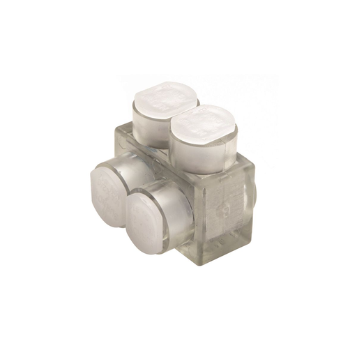 Aluminum Multiple Tap Connector, Clear Insulated, 2 Port, 1 Sided Entry, 14-2/0 AWG, Al/Cu Rated
