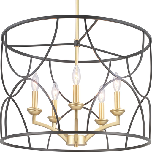 Product image for Progress P400178-031 Landree Collection Five-Light Matte Black Luxe Chandelier Light