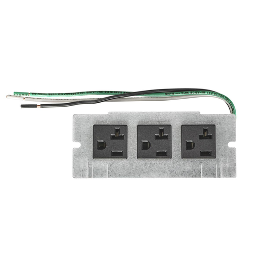 Mayer-DDS-2, 4, & 6-Gang Series, Pre-Wired Device Plate, (3)20A Pre-Wired Receptacles, 1 Circuit, 8" Leads-1