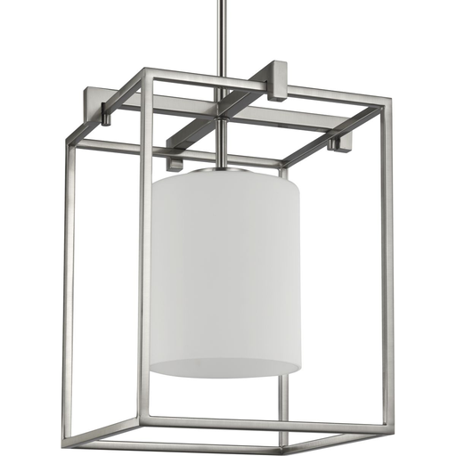 Product image for Progress P500274-009 Chadwick Collection One-Light Brushed Nickel Etched Opal Glass Modern Pendant Light
