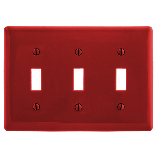 Product image for Hubbell NPJ3R WALLPLT, M-SIZE 3G, 3) TOGG, RD