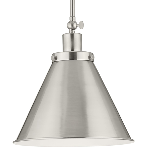Product image for Progress P500325-009 Hinton Collection One-Light Brushed Nickel Hanging Vintage Style Hanging Pendant Light