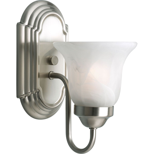 Product image for Progress P3051-09 One-Light Brushed Nickel Alabaster Glass Traditional Bath Vanity Light
