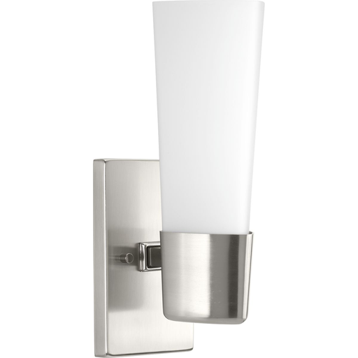 Product image for Progress P300061-009 Zura Collection One-Light Brushed Nickel Etched Opal Glass Modern Bath Vanity Light