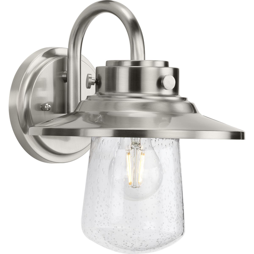 Product image for Progress P560263-135 Tremont Collection One-Light Stainless Steel and Clear Seeded Glass Farmhouse Style Medium Outdoor Wall Lantern