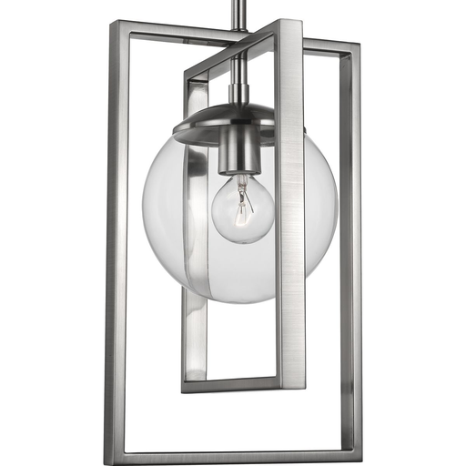 Product image for Progress P500283-009 Atwell Collection One-Light Brushed Nickel Clear Glass Luxe Pendant Light