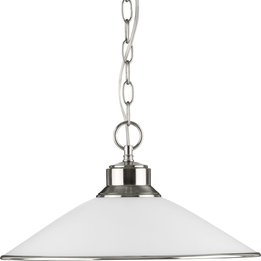 Product image for Progress P5013-09 Opal Glass One-Light Brushed Nickel Traditional Pendant Light