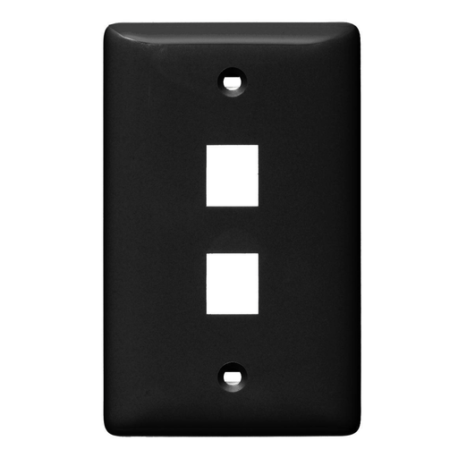 Product image for Hubbell Wiring Devices NSP102BK 2-Port Black Label-Less Mid-Size Wall Plate