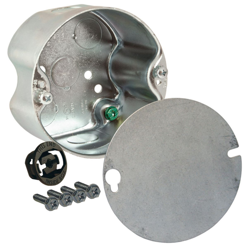 Product image for Raco 299 4" Round Ceiling Rated Box, 2-1/8" Deep, (5) 1/2" KO's