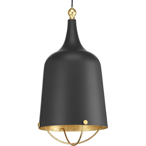 Product image for Progress P500098-031 Era Collection One-Light Matte Black and Gold Global Pendant Light