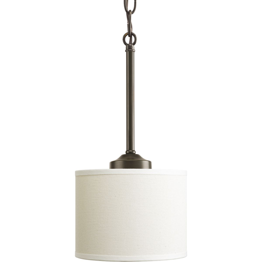 Product image for Progress P5065-20 Inspire Collection One-Light Antique Bronze Off-white Shade Traditional Mini-Pendant Light