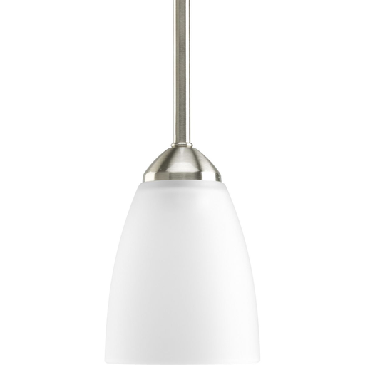 Product image for Progress P5113-09 Gather Collection One-Light Brushed Nickel Etched Glass Traditional Mini-Pendant Light