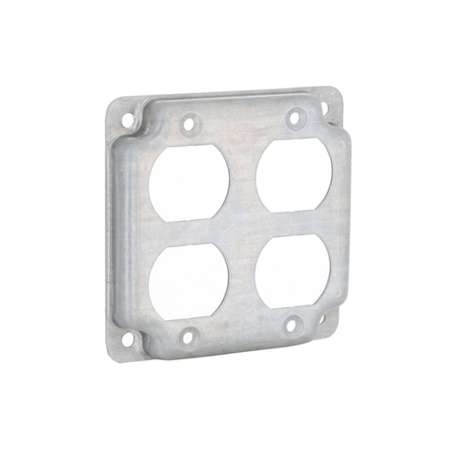 4 in. Square Cover, Exposed Work, 2-Duplex